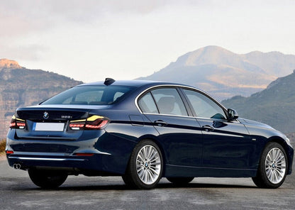 Comparison between original tail lights and VLAND LED Tail Lights for BMW 3 Series F30, highlighting modern design upgrade