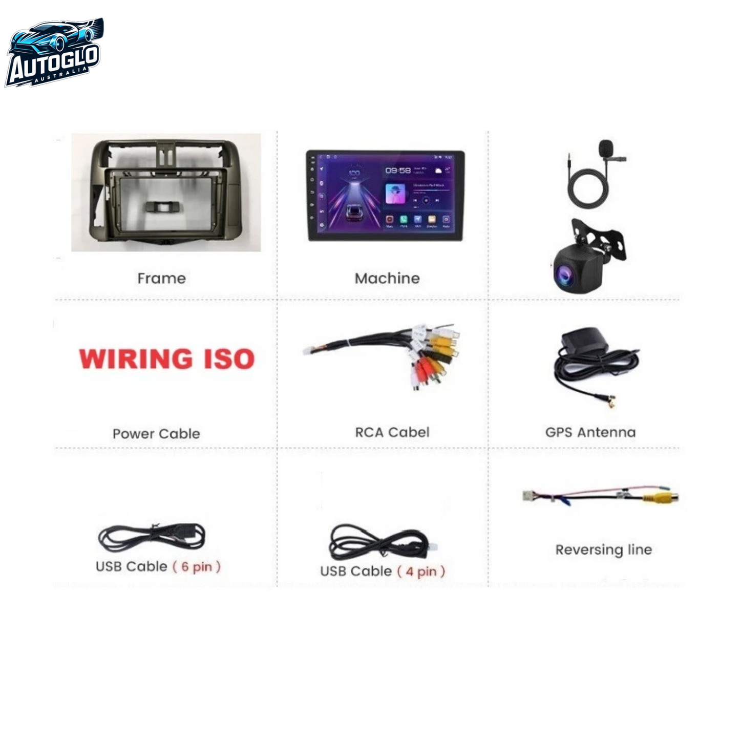Autoglo Australia 9" (2G+32G) GPS BT WiFi CARPLAY ANDROID Stereo For Toyota Prado 150 (2009-2013)