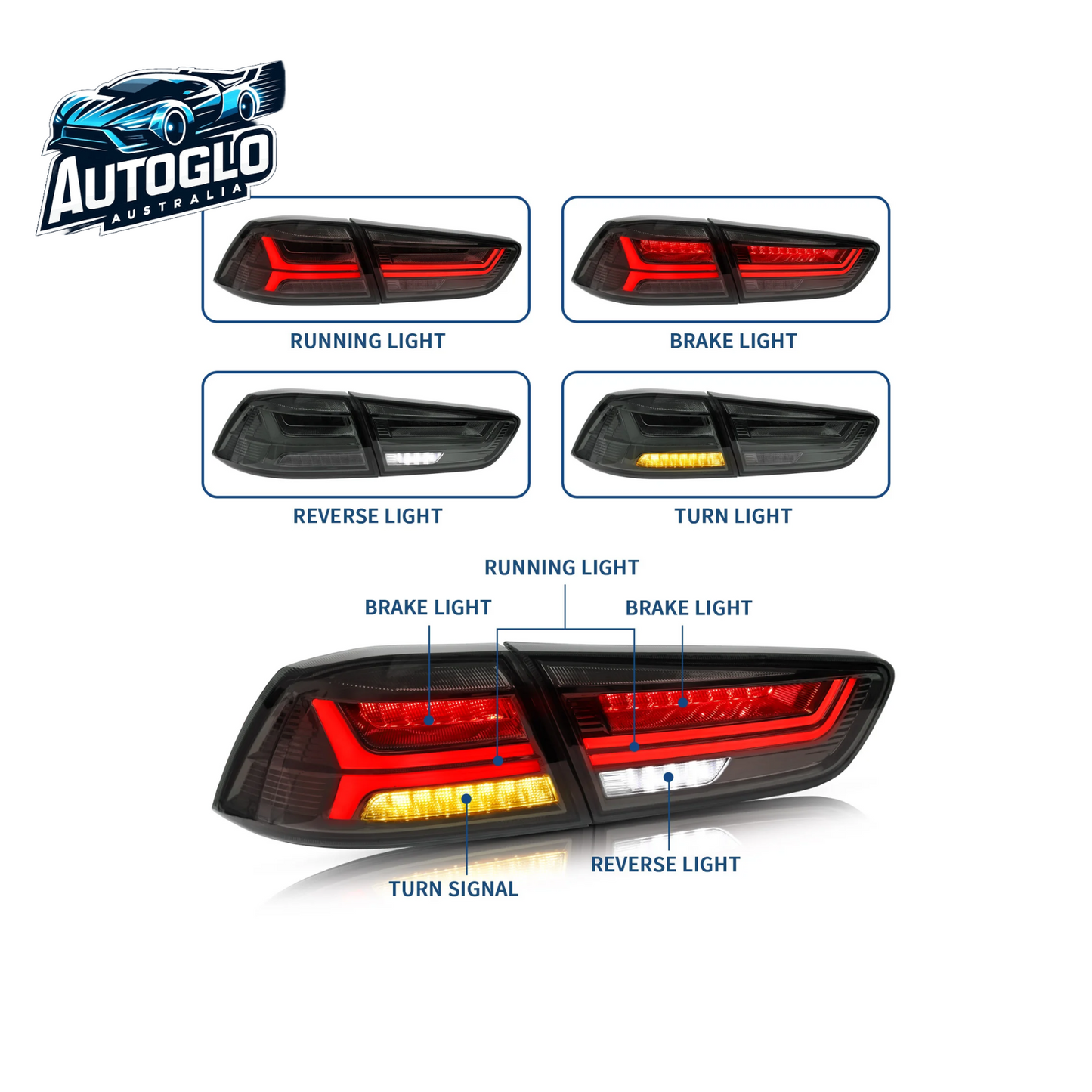 VLAND Dual Beam Projector Headlights and Taillights for Mitsubishi Lancer  2008-2018