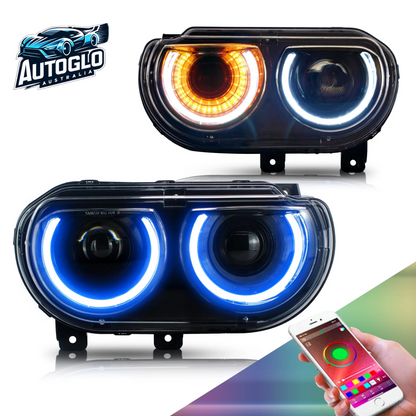 VLAND RGB Dual Beam Headlights For Dodge Challenger 2008-2014