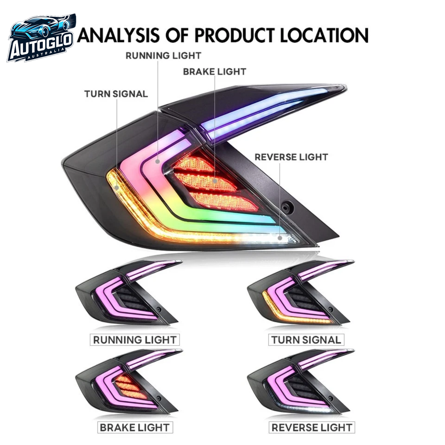 Autoglo Australia Honda Civic 10th Gen RGB Tail Lights 2016–2021