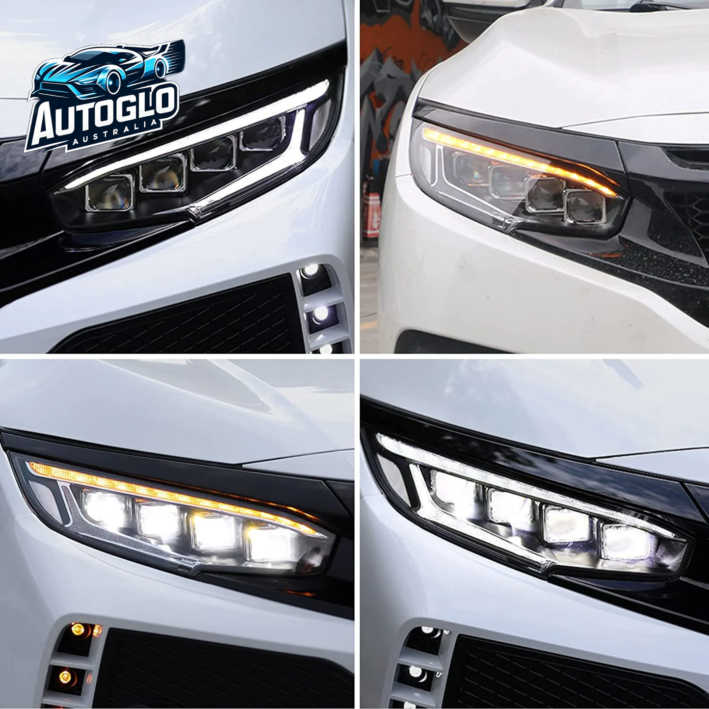 VLAND LED Projector Headlights For 10th Gen Honda Civic Sedan / Coupe / Hatchback / Type R 2016-2020 With Start-up Animation