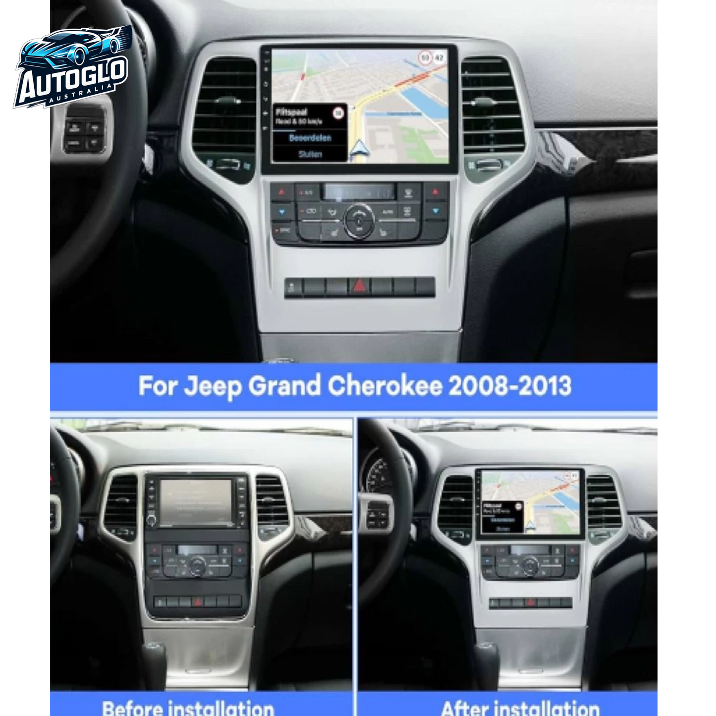 Autoglo Australia 9" (2G+32G) CARPLAY ANDROID GPS BT WiFi Stereo For JEEP GRAND CHEROKEE (2008-13)