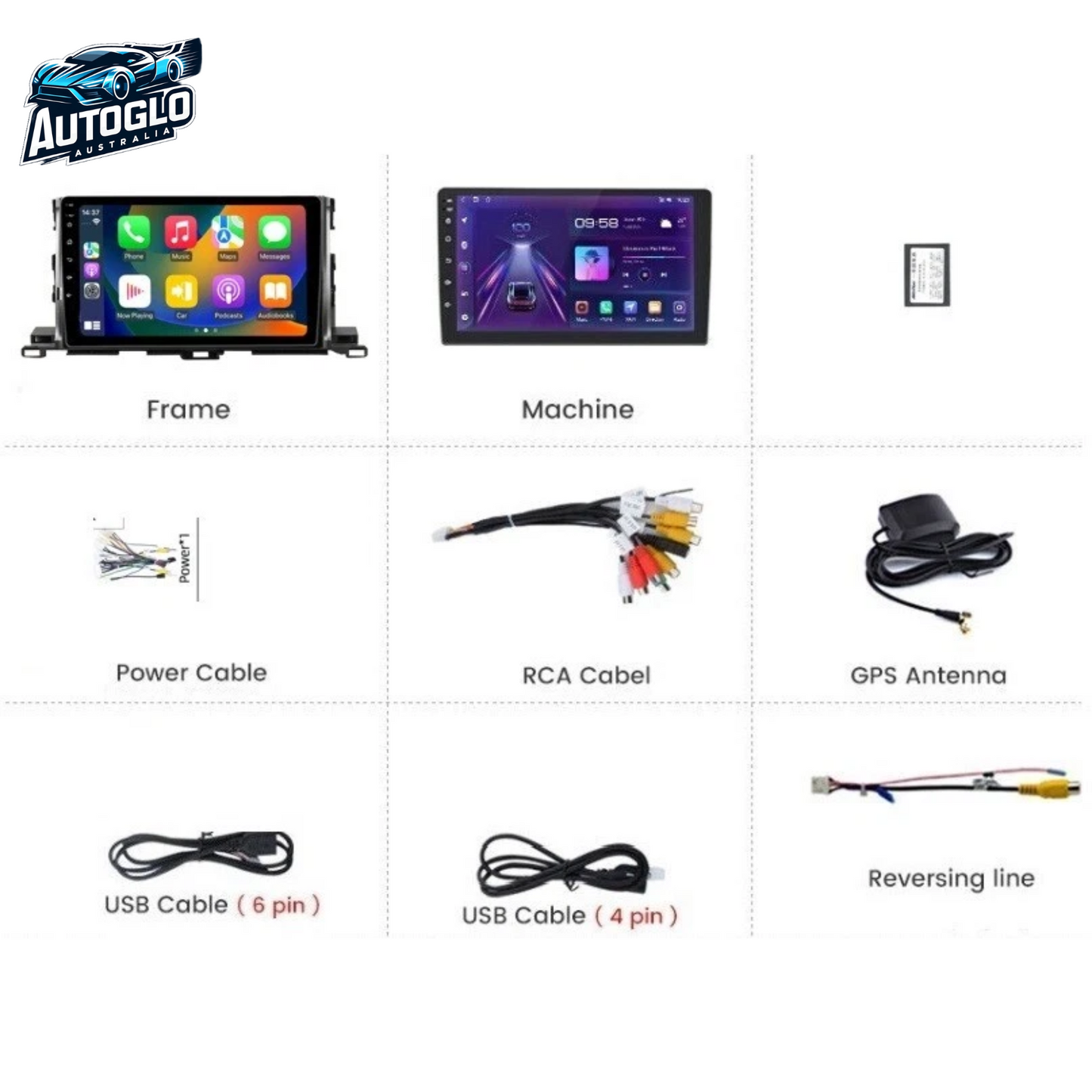 Autoglo Australia 10.1" Android Stereo Carplay for TOYOTA KLUGER BT GPS NAVI 2GB+32GB (2014-19)