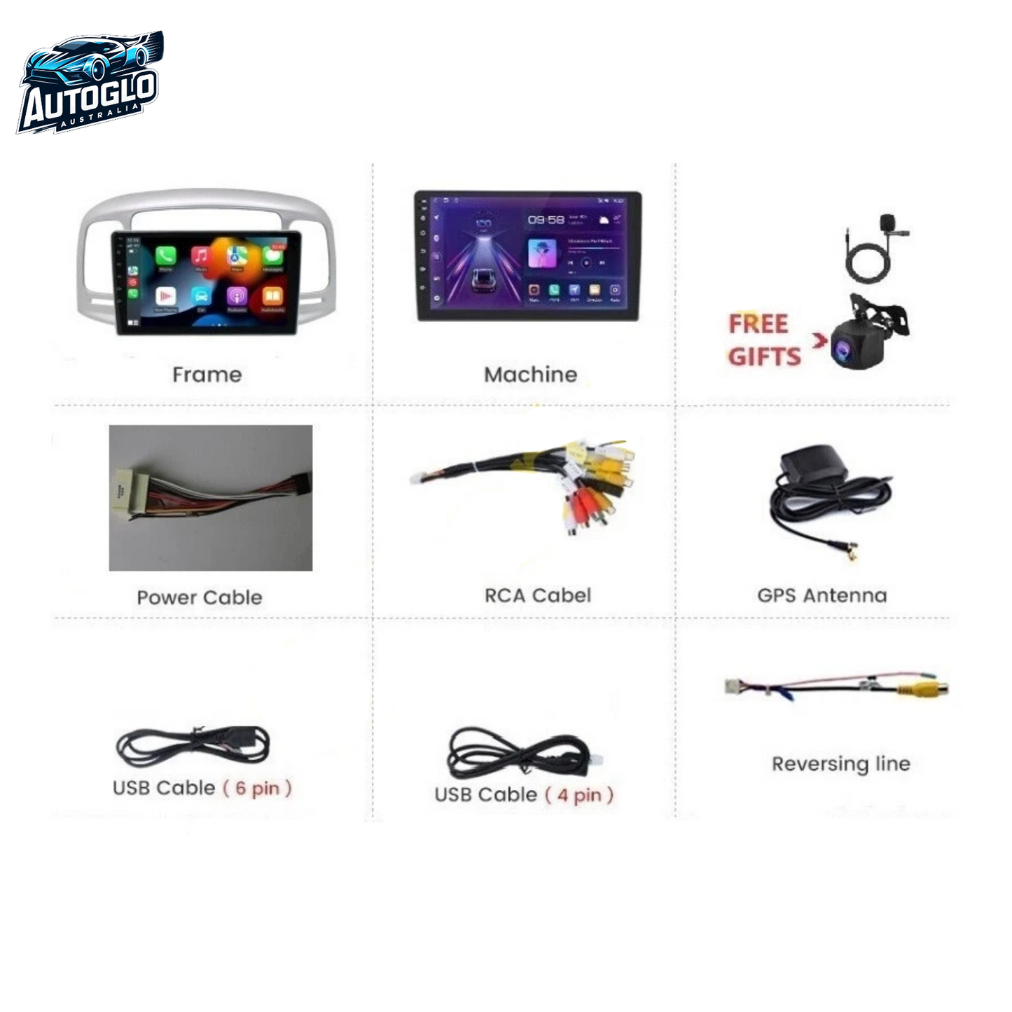 Autoglo Australia 9" (2G+32G) GPS BT WiFi CARPLAY ANDROID Stereo For HYUNDAI ACCENT (2006-11)