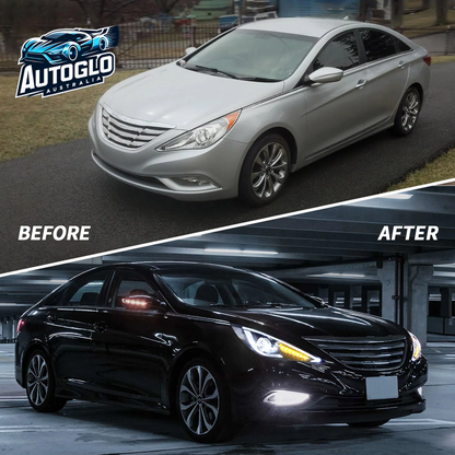 VLAND Dual Beam Sequential Headlights For Hyundai Sonata 2011-2014 ABS PMMA GLASS Material (Bulbs Not Included)