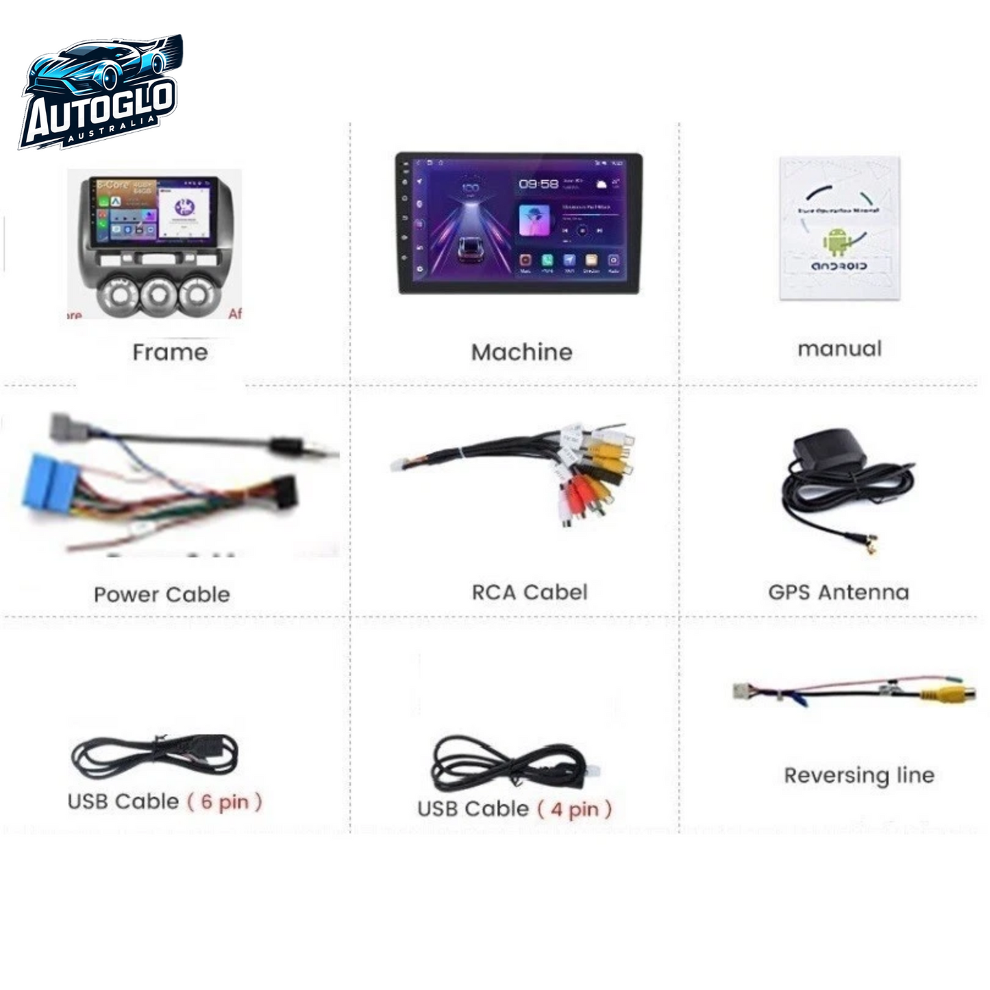 Autoglo Australia 9" Android 12 Stereo Carplay for HONDA JAZZ GD 2GB+32G (2002-08)