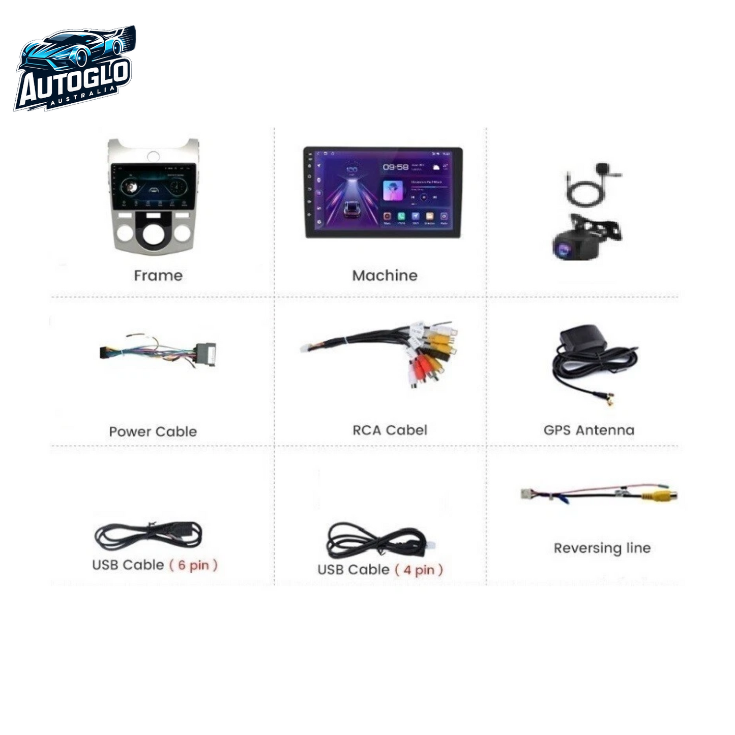 Autoglo Australia 9" (2G+32G) GPS BT WiFi CARPLAY ANDROID Stereo For Kia Cerato MANUALAC 2009 - 17