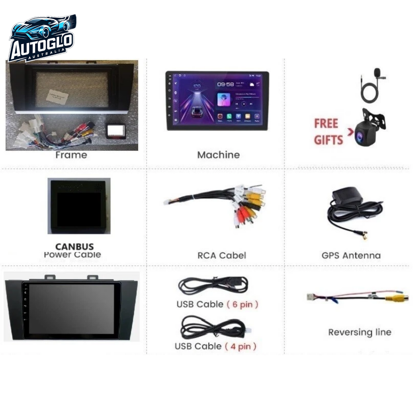 Autoglo Australia 9" (2G+32G) GPS BT WiFi CARPLAY Stereo For SUBARU LEGACY OUTBACK (2012-15)