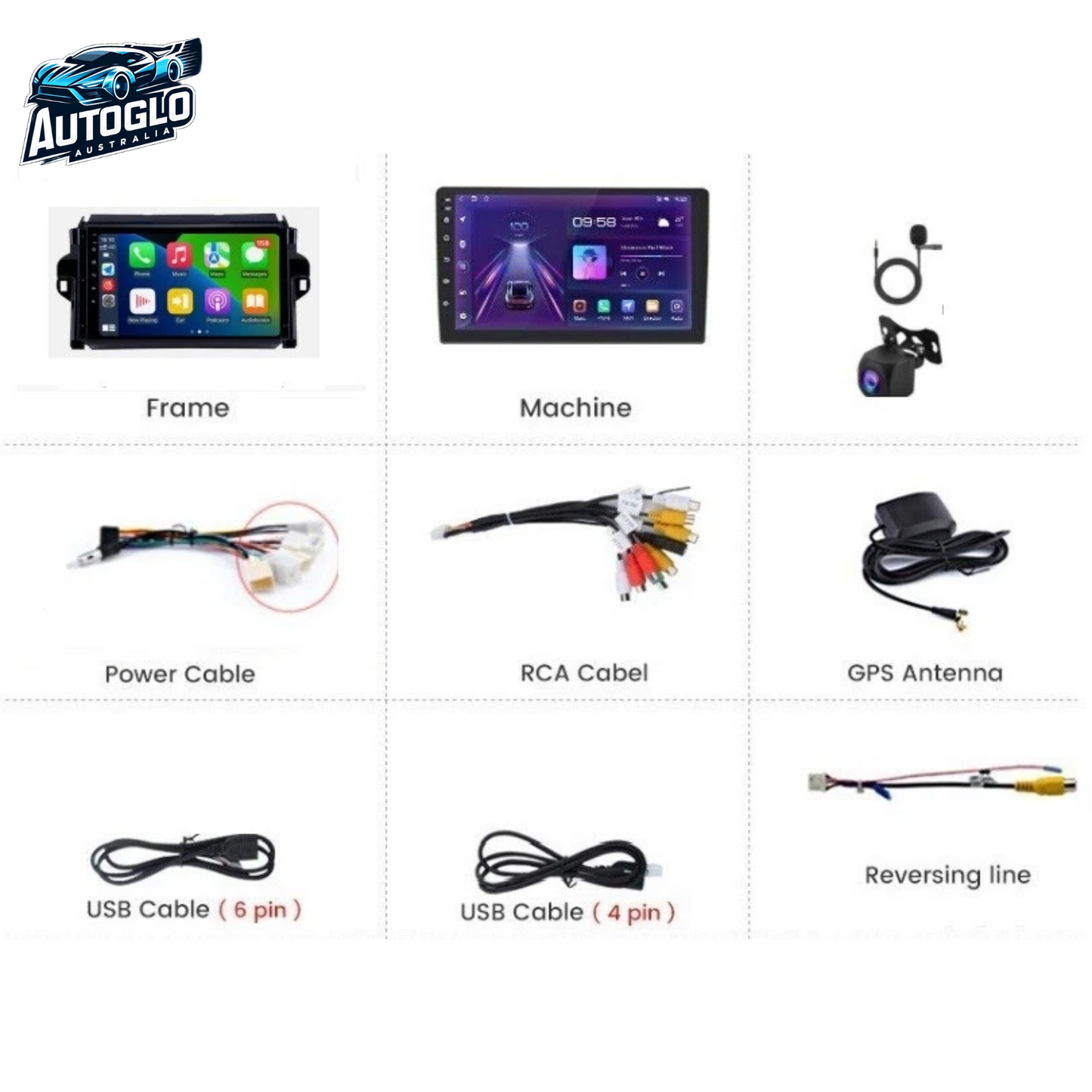 Autoglo Australia 10" (2G+32G) BT WiFi CARPLAY ANDROID Stereo For TOYOTA FORTUNER (2015-20)