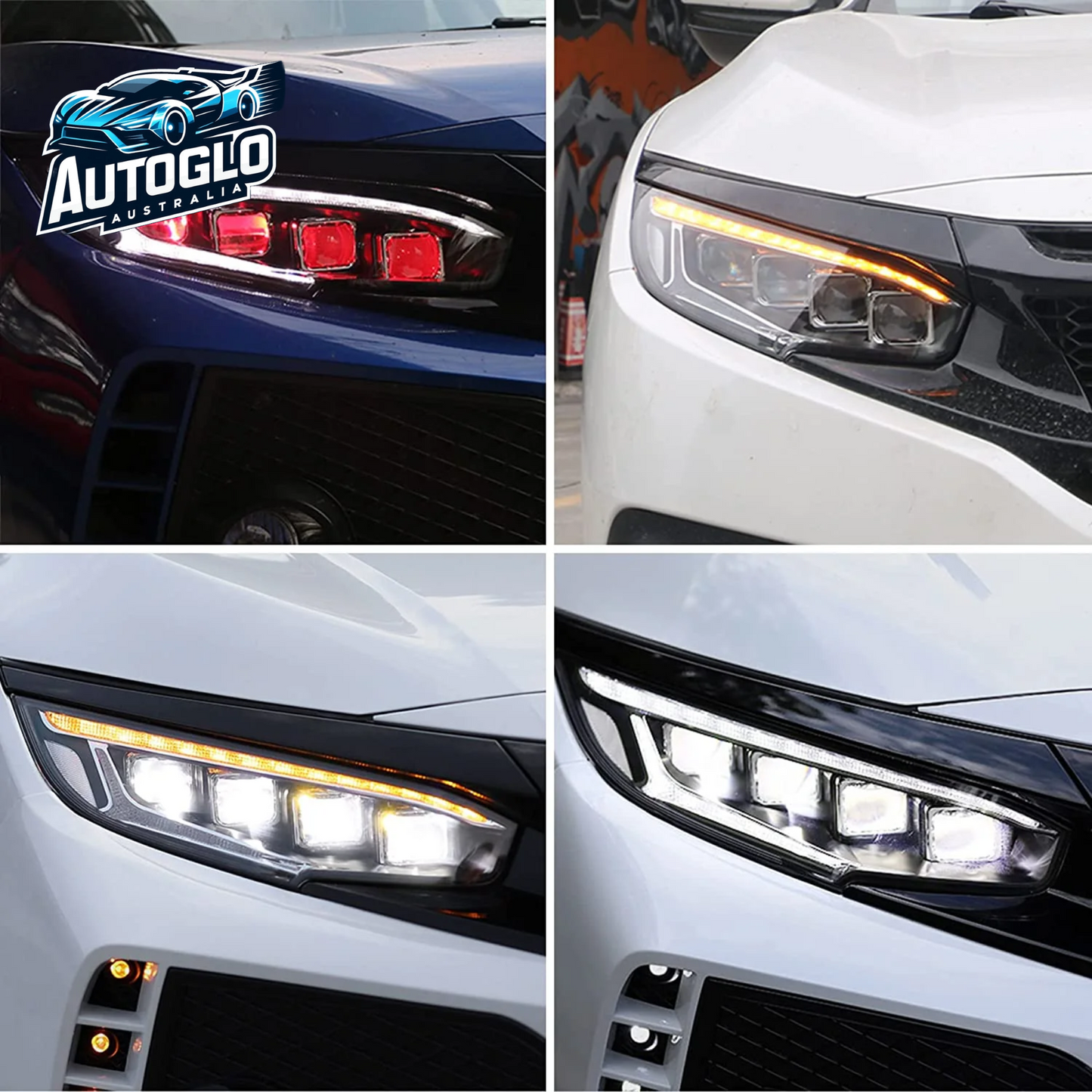 VLAND LED Projector Headlights For 10th Gen Honda Civic Sedan / Coupe / Hatchback / Type R 2016-2020 With Start-up Animation