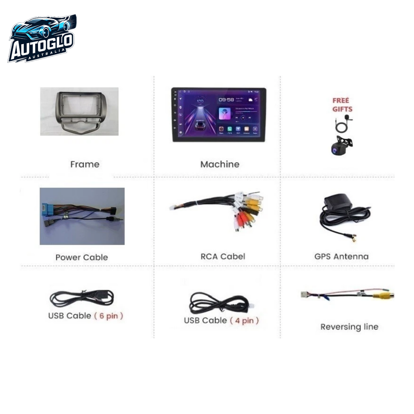 Autoglo Australia 9" (2GB+32G) Android Carplay BT GPS WiFi Stereo for HONDA JAZZ CITY (2002-08)