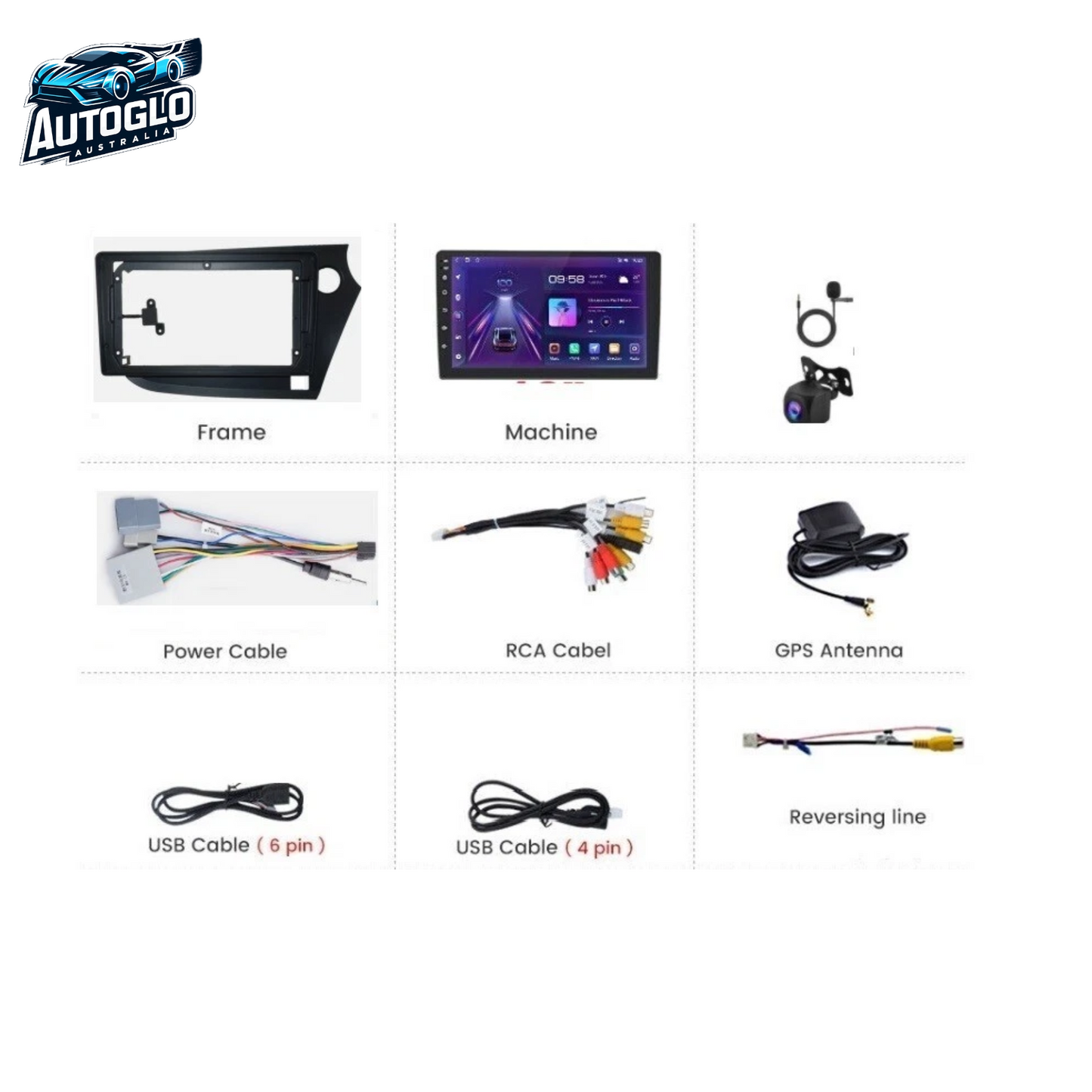 Autoglo Australia 9" (2G+32G) GPS BT WiFi CARPLAY ANDROID 13 Stereo For HONDA INSIGHT (2010-13)