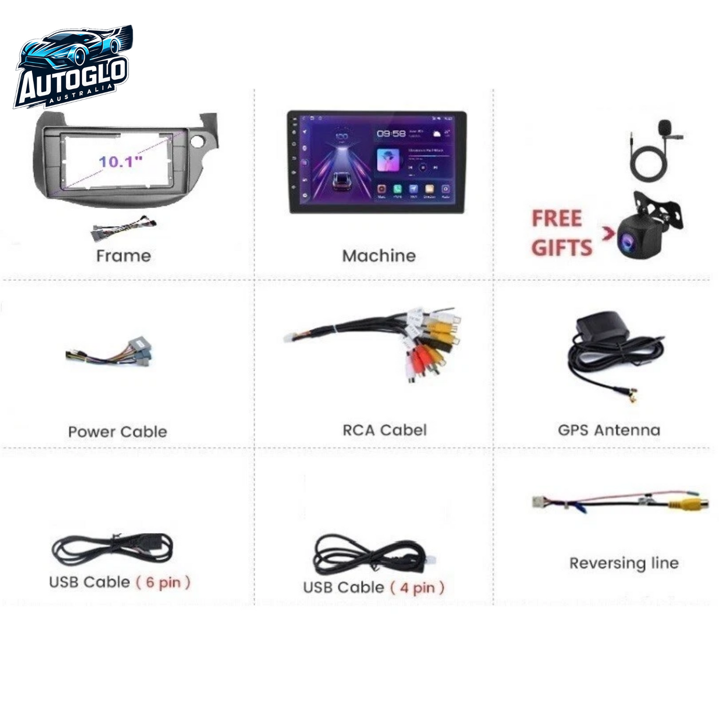 Autoglo Australia 9" 10.1" GPS WIRELESS BT WiFi CARPLAY ANDROID STEREO FOR HONDA JAZZ (2006-13)