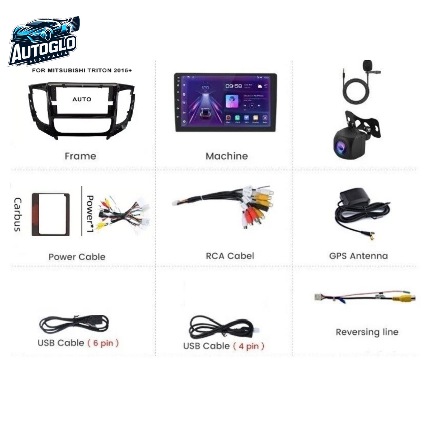 Autoglo Australia 9" Android 13 Carplay BT Stereo for MITSUBISHI TRITON AUTO AC 2GB+32G (2015-21)