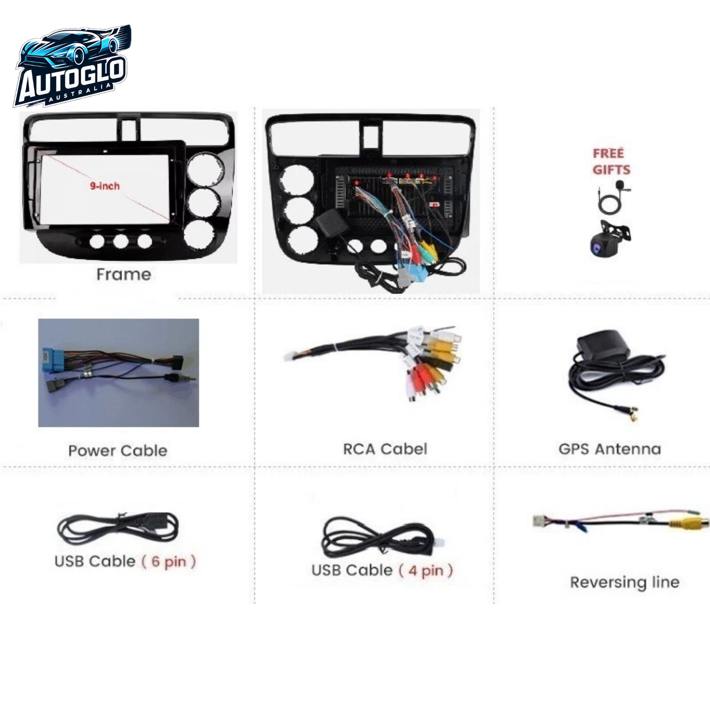 Autoglo Australia 9" (2GB+32G) Android Carplay BT GPS WiFi Stereo for HONDA CIVIC (2000-06)
