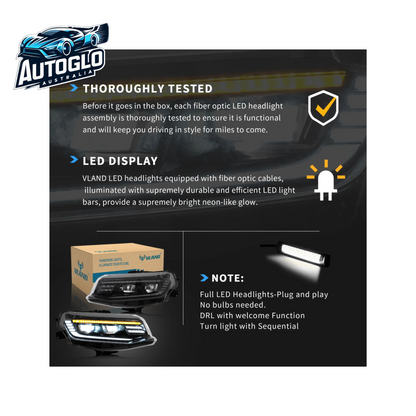 VLAND LED Projector Headlights For Chevrolet / Chevy Camaro LT SS RS ZL LS 2016-2018