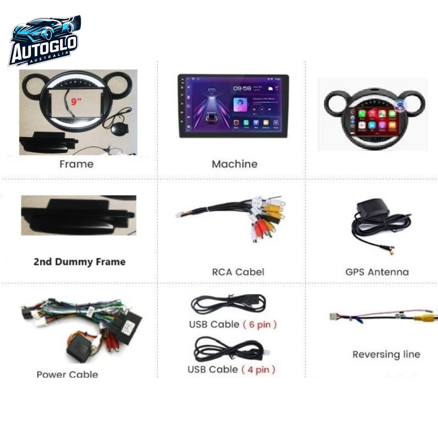 Autoglo Australia 9" (2G+32G) GPS BT WiFi CARPLAY ANDROID Stereo For BMW MINI (2011-15)