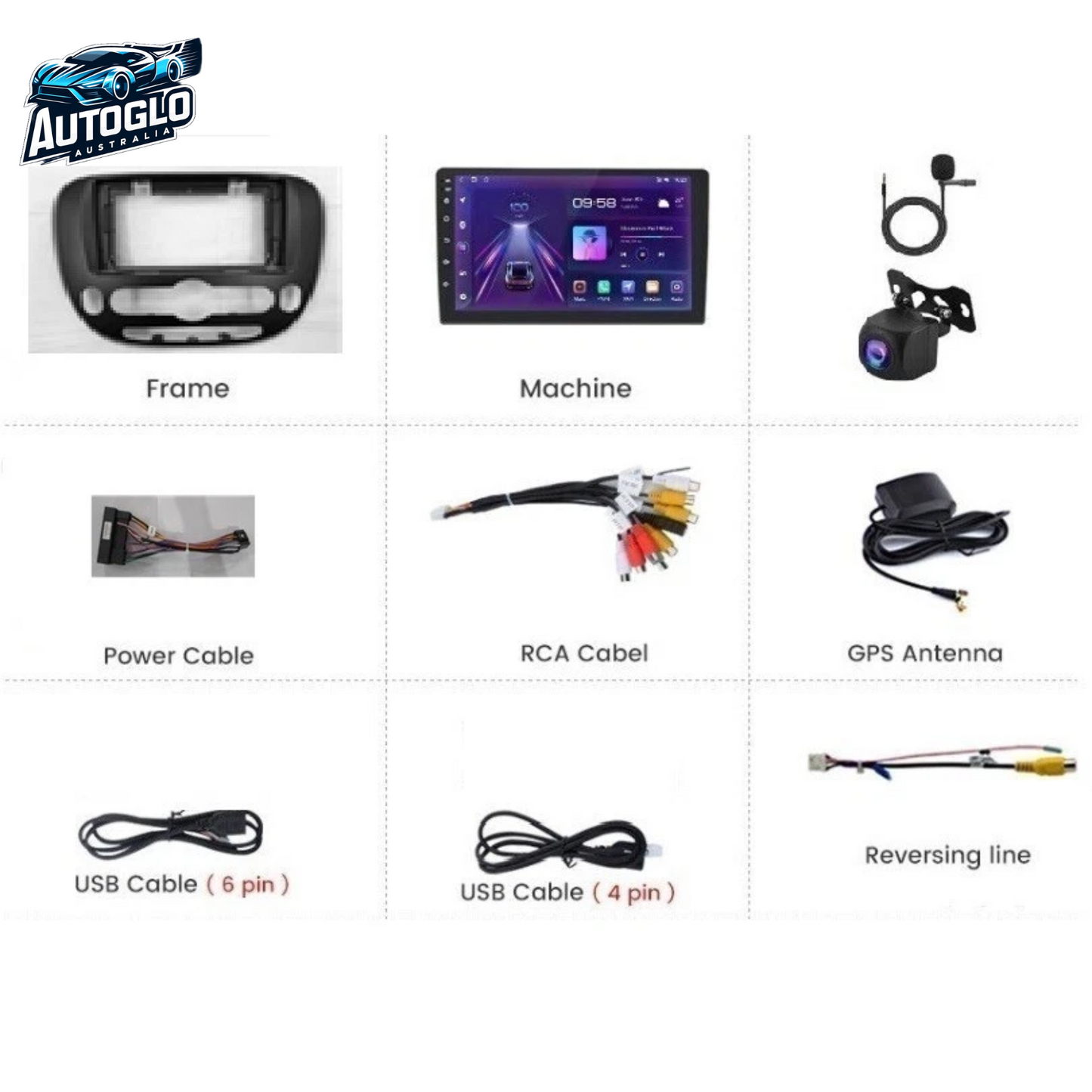 Autoglo Australia 9" CarPlay Android GPS BT WiFi Stereo For KIA SOUL AUTO AC (2013-19) 2+32GB