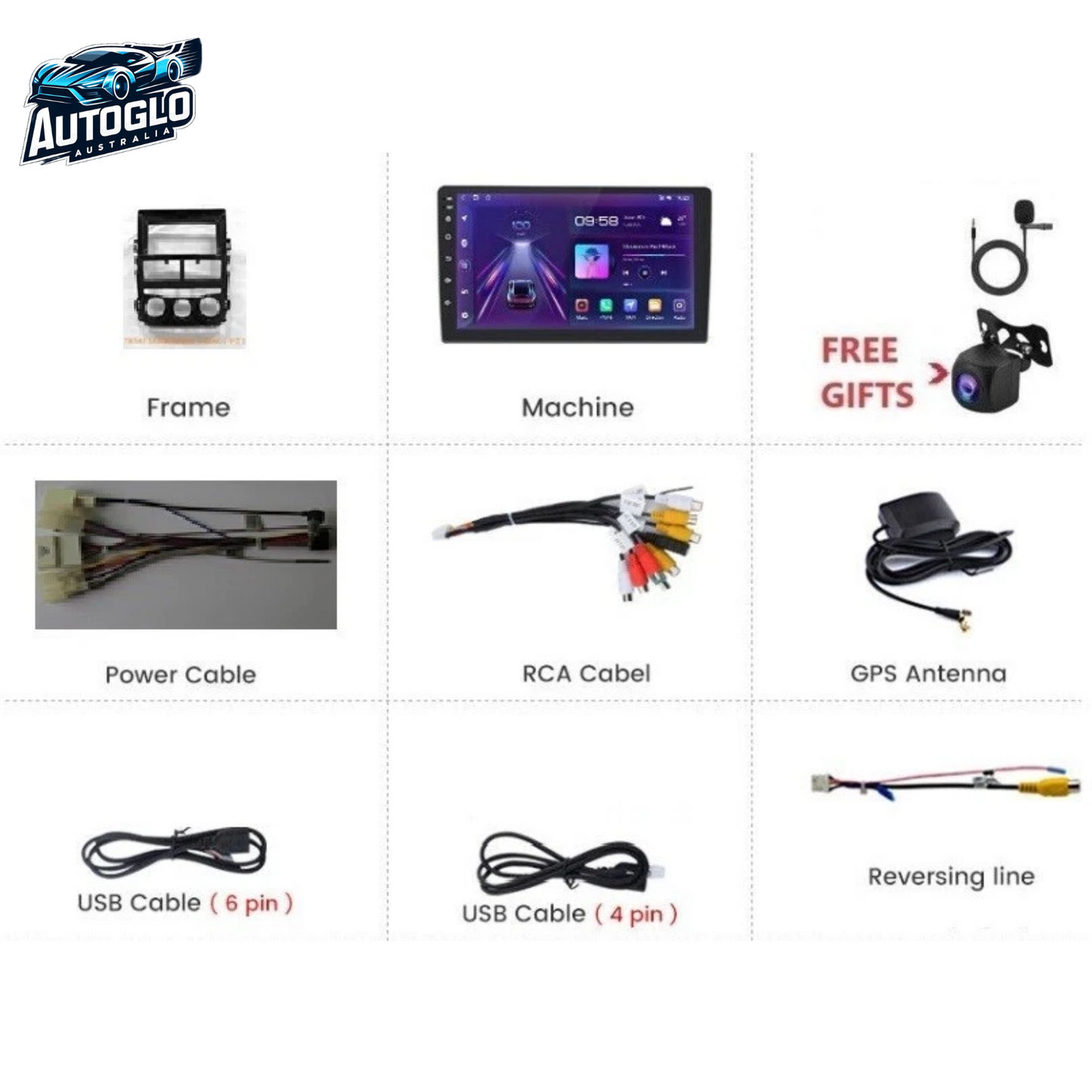 Autoglo Australia 9" CarPlay Android 13 GPS BT WiFi 2GB+32GB Stereo For TOYOTA YARIS (2018+)