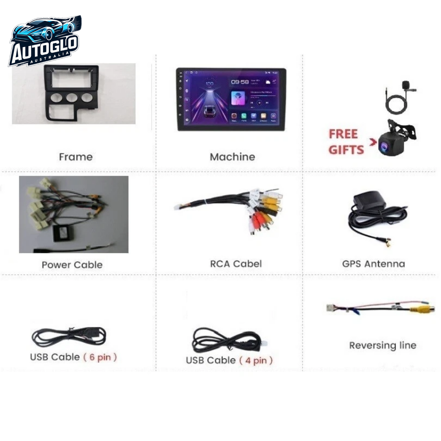 Autoglo Australia 10.1" (2GB+32GB) Android Carplay BT GPS Stereo for TOYOTA HIACE (2019-23)