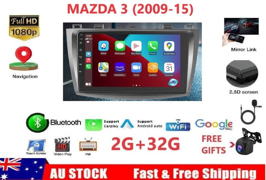 Autoglo Australia 9" (2G+32G) CARPLAY ANDROID GPS BT WiFi Stereo For MAZDA 3 (2009-15)