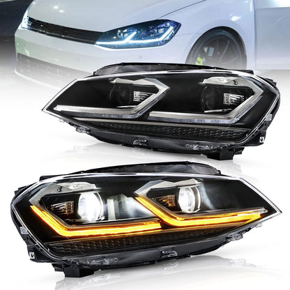 Projector Headlights LED DRL & LED Sequential Signal For 2013-2018 VW MK7 Golf 7