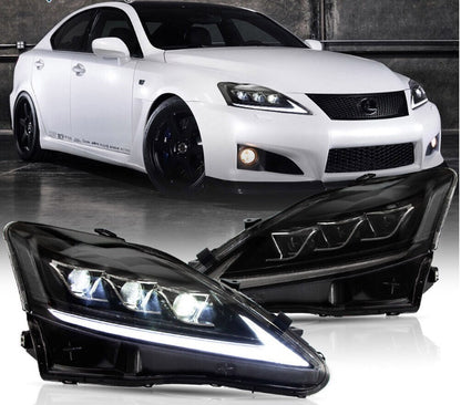 VLAND LED Headlights For 2006-2013 Lexus IS250 IS350 ISF Sedan Clear Reflector