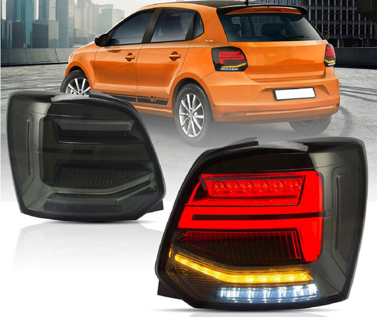 VLAND Smoked LED Tail Lights For 2011-2017 VW Polo Mk5 W/Sequential Turn Signals