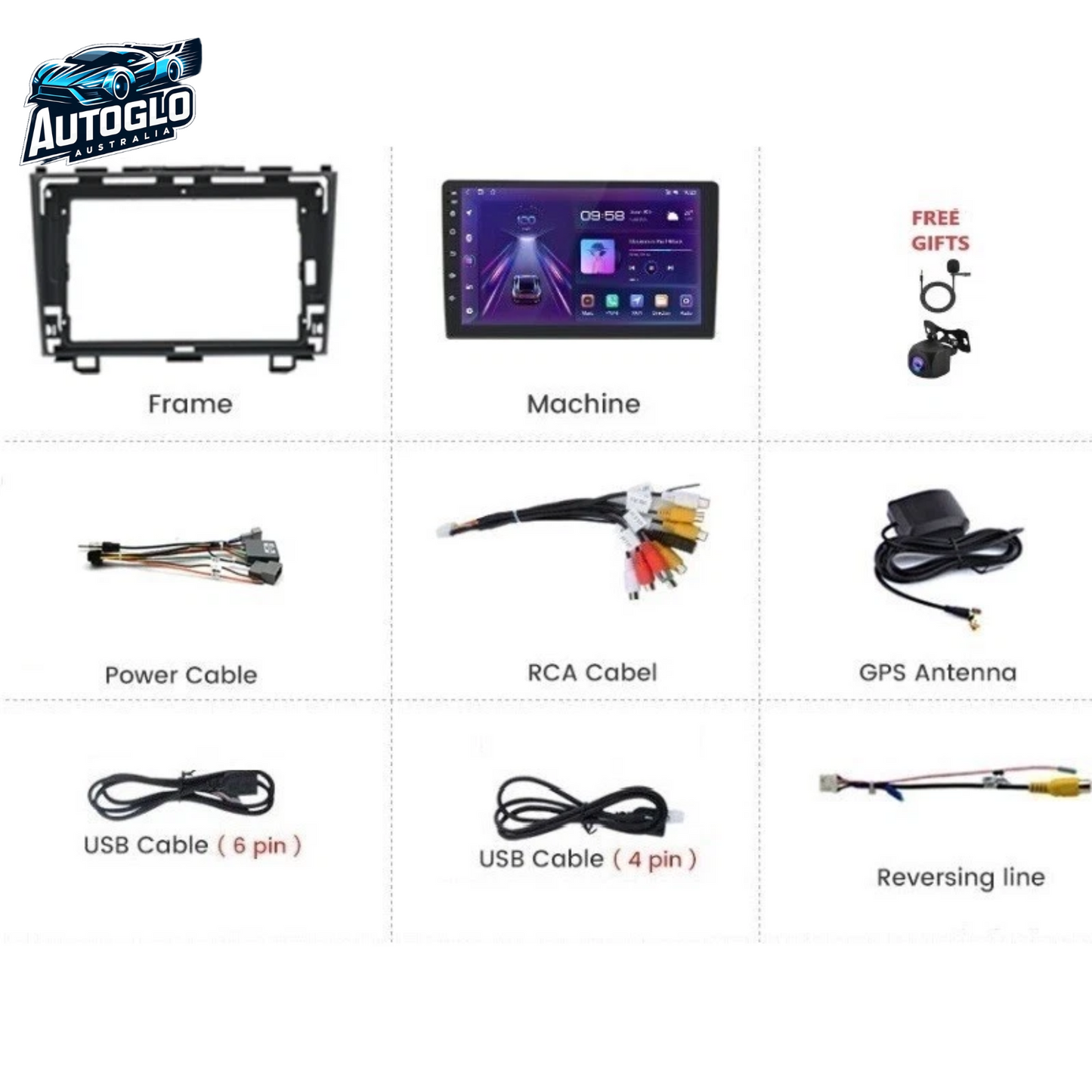 Autoglo Australia 9" (2GB+32G) Android 13 Carplay BT GPS Stereo for HONDA HR-V (2013-18)