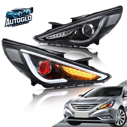 VLAND Dual Beam Sequential Headlights For Hyundai Sonata 2011-2014 ABS PMMA GLASS Material (Bulbs Not Included)