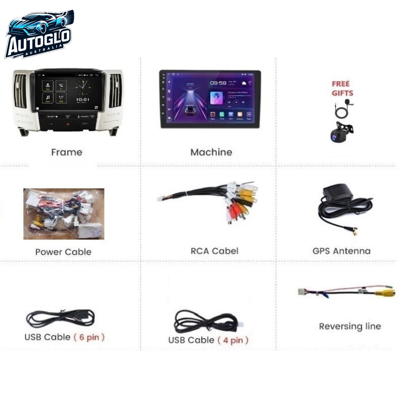 Autoglo Australia 9" Android 12 Stereo Carplay for Lexus RX300 RX330 RX350 (2003-12)
