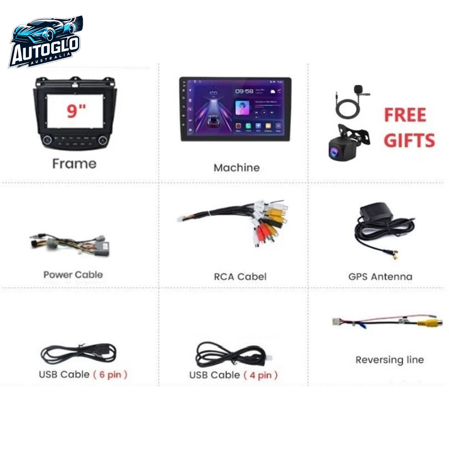 Autoglo Australia 10.1" Android Stereo Carplay for HONDA ACCORD 7th GEN 2003-07 (2GB+32G) +Gifts