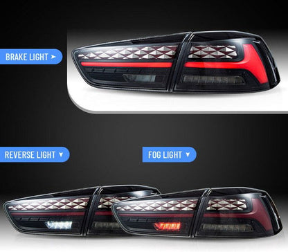 2Pcs LED Aftermarket Tail lights For 2008-2020 Mitsubishi Lancer EVO X Start-UP Animation - Autoglo Australia