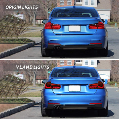 VLAND LED Red Lens Tail Lights For 2012-2018 BMW 3 Series F30 Start-up Animation Running Lamps