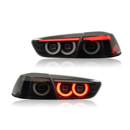LED Smoked Tail Lights for Mitsubishi Lancer 08-17 EVO X Start Up Animation Rear Lights V3