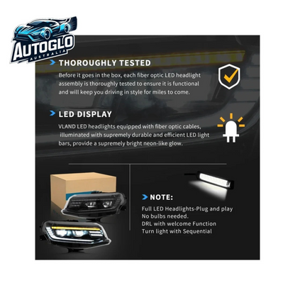 VLAND Projector Headlights For Chevrolet / Chevy Camaro LT SS RS ZL LS 2016-2018