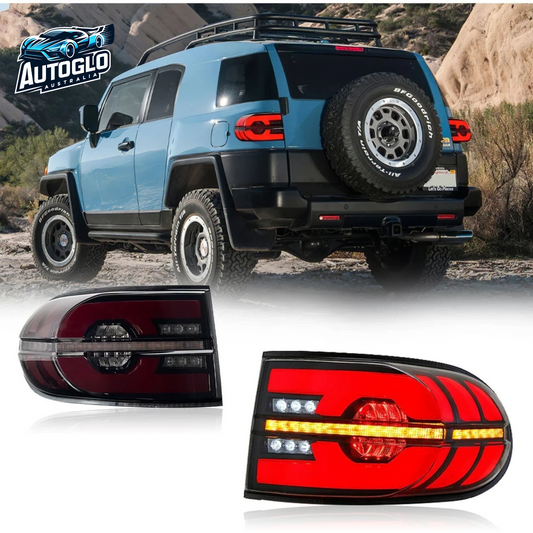 Autoglo Australia LED Tail Lights For Toyota FJ Cruiser 2007-2015 Smoked 2PCS DRL Start UP Animation