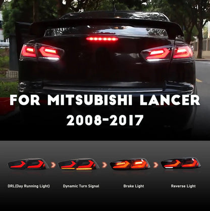 LED Smoked Tail Lights for Mitsubishi Lancer 08-17 EVO X Start Up Animation Rear Lights V2