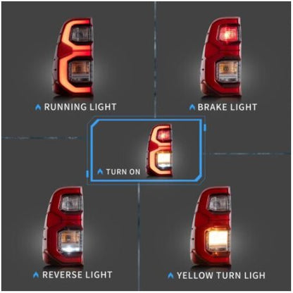For Toyota Hilux 2015-2025 Vland Full LED Tail Lights RED Lens Rear Lamps L+R