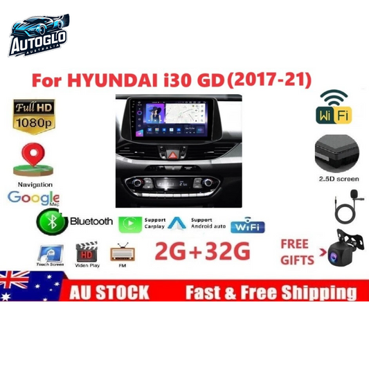 Autoglo Australia 9" (2G+32G) GPS BT WiFi CARPLAY ANDROID Stereo For HYUNDAI i30 (2017-21)