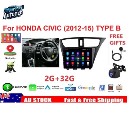 Autoglo Australia 9" (2G+32G) GPS BT WiFi CARPLAY ANDROID STEREO AUTO For HONDA CIVIC (2012-14)