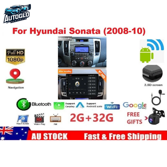 Autoglo Australia 9" (2GB+32G) Android Carplay BT GPS Stereo for HYUNDAI SONATA AUTO AC (2008-10)