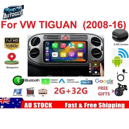 Autoglo Australia 9" (2G+32G) GPS BT WiFi CARPLAY ANDROID Stereo For VW TIGUAN (2008-16)