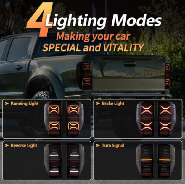 VLAND Clear Lens LED Tail Lights For Ford Ranger 2012-2018 W/Sequential Signal