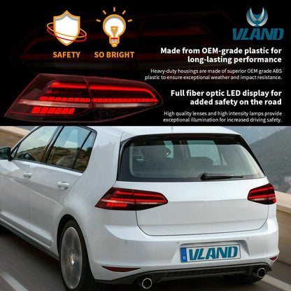 2pcs VLAND LED Tail lights Fit Volkswagen Golf 7 MK7 13-19 rear Lamps - Autoglo Australia