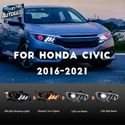 Autoglo Australia 10th Gen Mustang Style LED Headlight For 2016 - 2021 Honda Civic