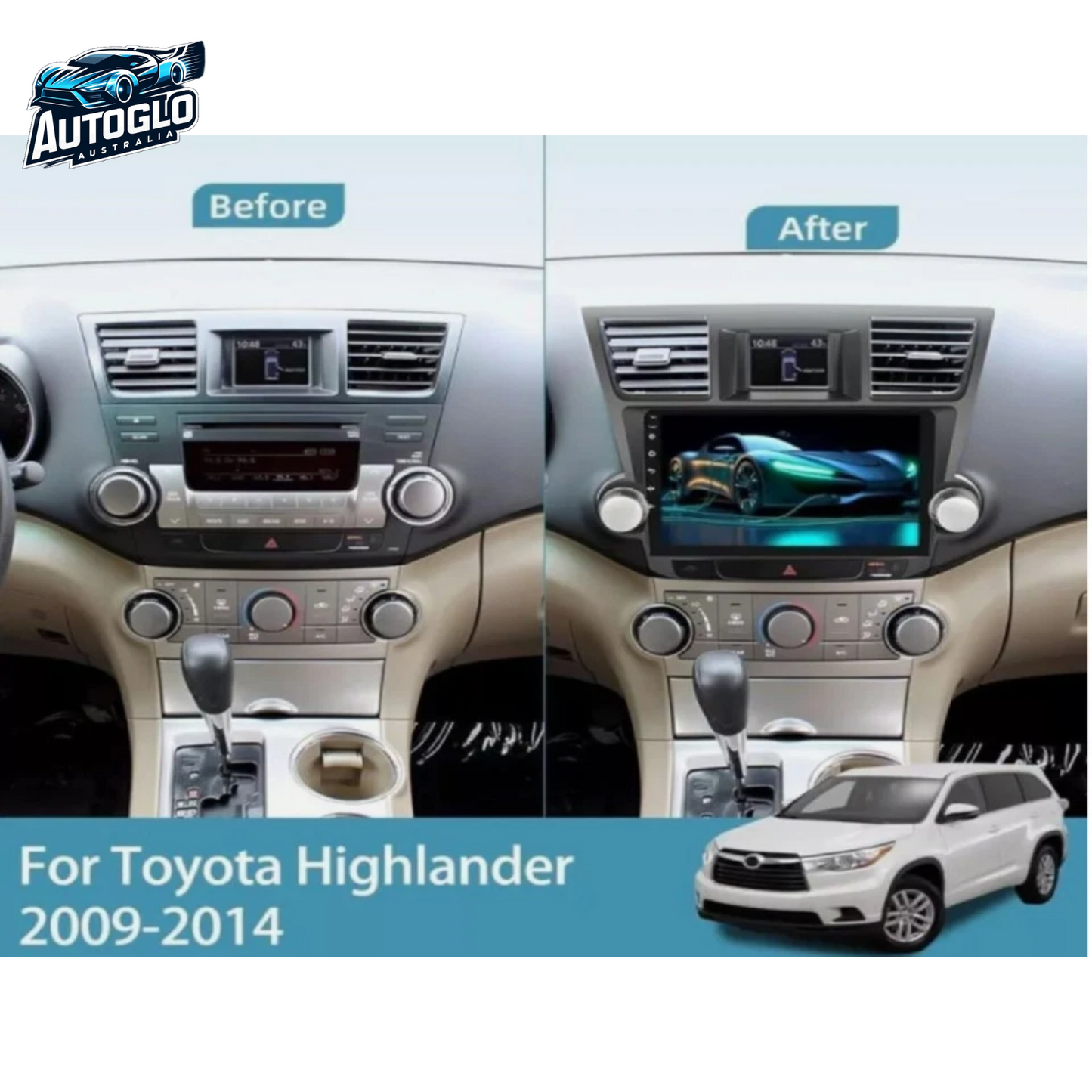 Autoglo Australia 10.1" (2GB+32GB) Android Stereo Carplay for TOYOTA KLUGER BT GPS WiFi (2009-14)