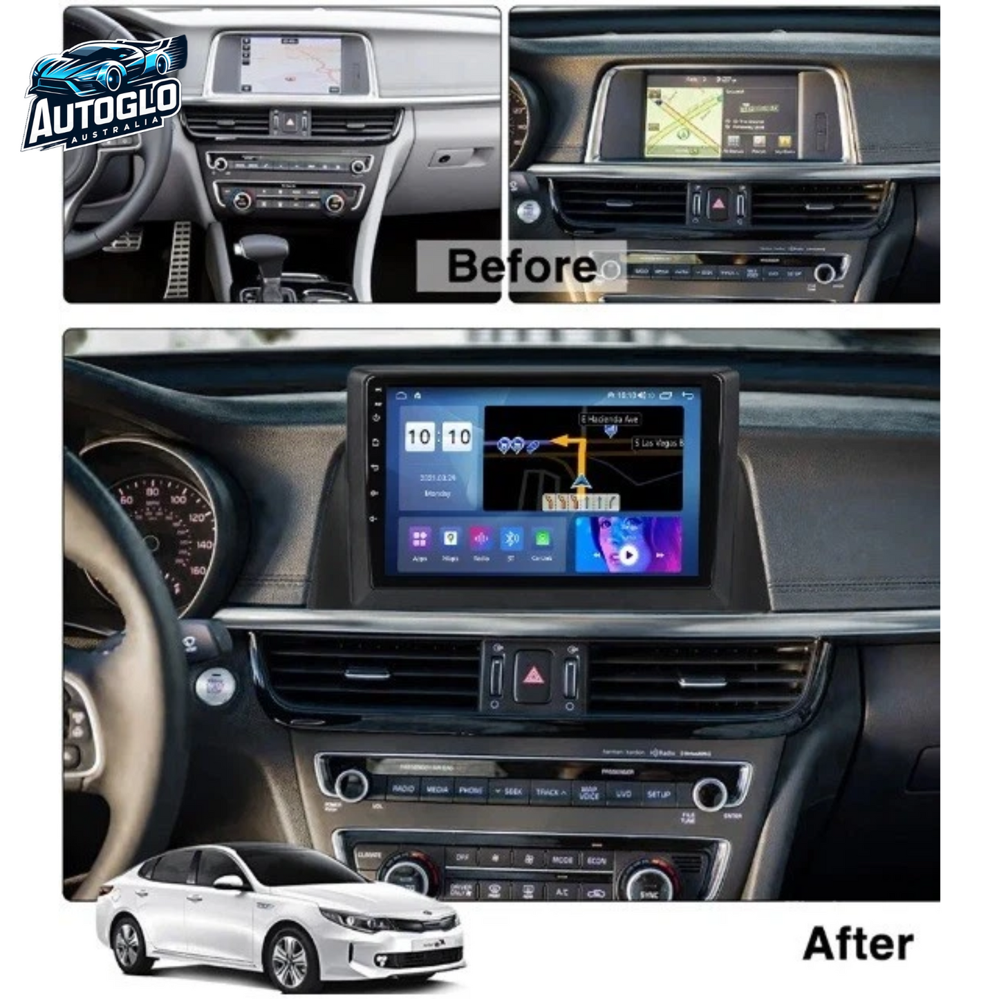 Autoglo Australia 10.1" Carplay Android 2GB+32GB BT GPS NAVI Stereo for KIA OPTIMA (2016-20)