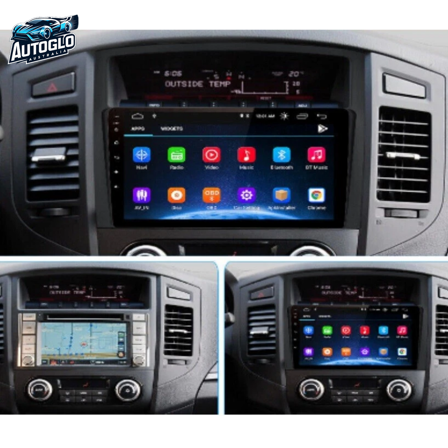 Autoglo Australia 9" (2G+32G) GPS BT WiFi CARPLAY ANDROID 13 Stereo For MITSUBISHI PAJERO(2006-15)